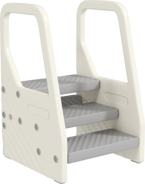 AIYAPLAY Tritthocker mit 3 Stufen für Kinder in Grau, höhenverstellbarer Anti-Rutsch Kinderhocker bis 30 kg belastbar - Bild 1