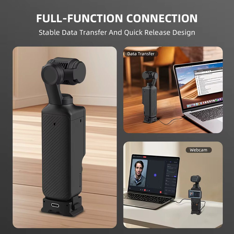 Flymile Multifunktionale Schnellwechselhalterung und Ladestation für DJI Osmo Pocket 3 und DJI Osmo Pocket 4, Schwarz - Bild 2