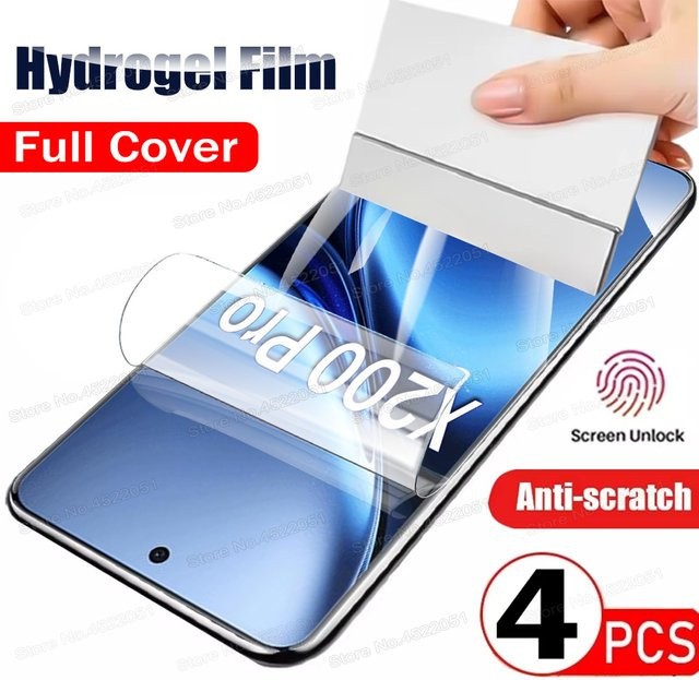 4er Pack Hydrogel Displayfolien für VIVO X200 FE S30 Pro Mini X100 Ultra X90 X80 X70 Pro Plus V50 V40 Pro, transparent - Bild 1
