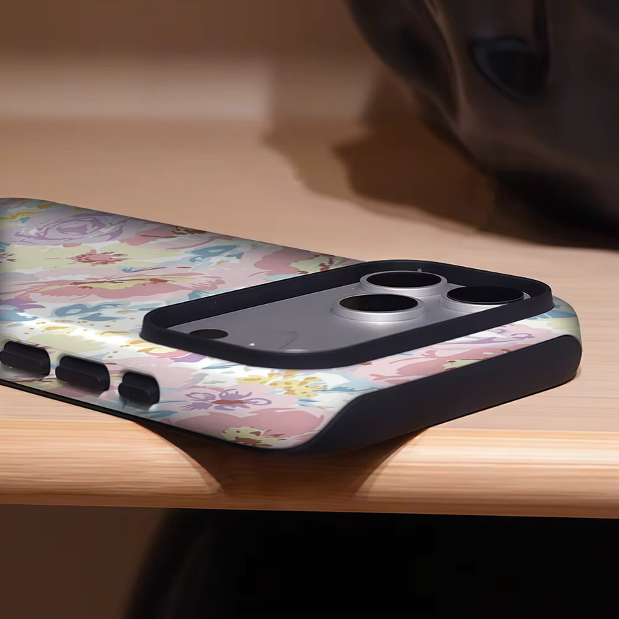 Robuste iPhone Hülle mit Farbblüten-Design für Apple iPhone 17 16 15 14 13 Pro Max Plus, magnetische ein- und zweilagige Schutzhülle, Multicolour - Bild 3
