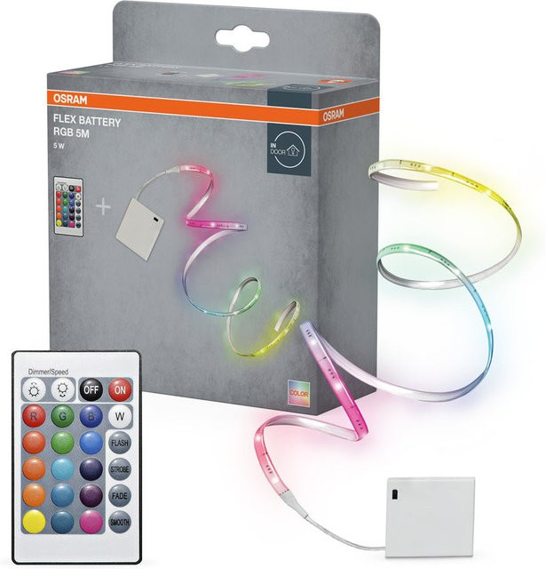 OSRAM FLEX BATTERY LED-Lichtband RGB mit Sensor und Fernbedienung, Multicolor, 5m - Bild 1