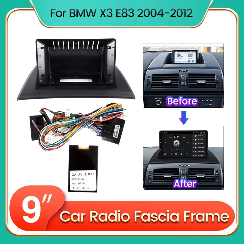 NAVIFANS 9 Zoll Android Autoradio Rahmen für BMW X3 E83 2004-2012, 2 Din Armaturenbrett-Panel Blendenabdeckung Adapter in Schwarz - Bild 2