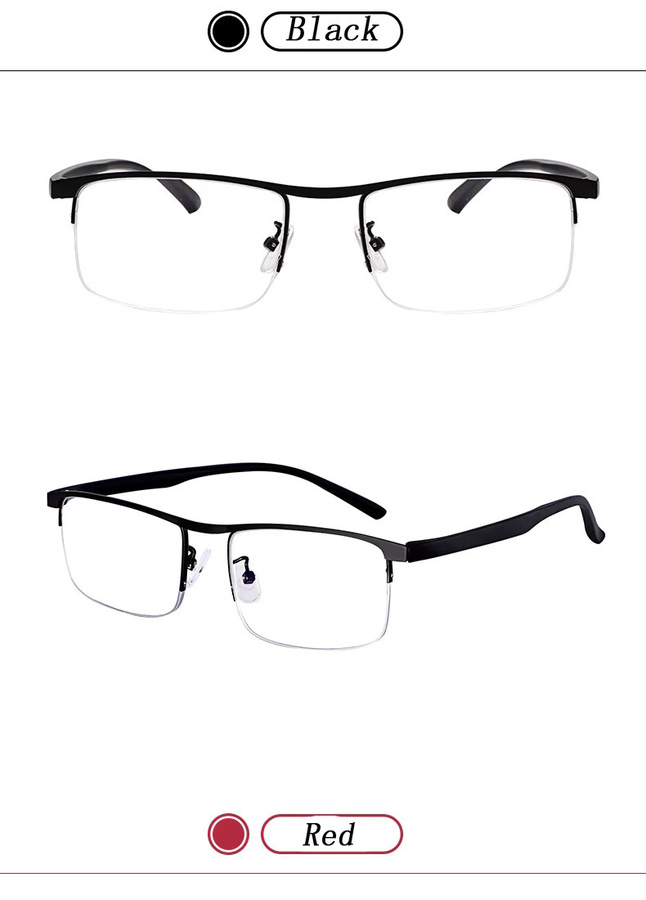 ISENGHUO Lesebrille, Halbrand, rechteckig, Metall, schwarz, Unisex - Bild 2