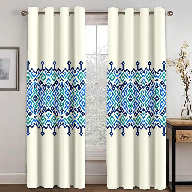 Yiran Furniture Boho Saba Vorhänge in Grau, 2er-Set dünne semi-transparente Fensterdekoration mit Ösen, Breite: 65 cm, Höhe: 60 cm - Bild 1