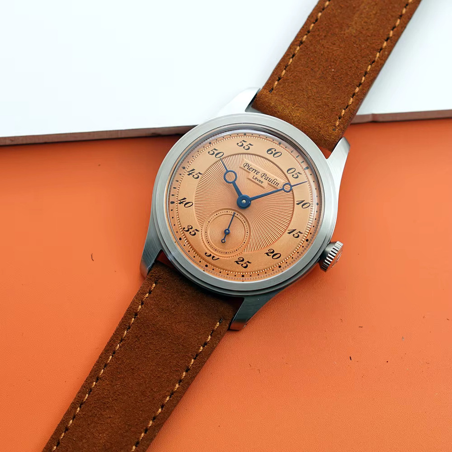 Pierre Paulin Armbanduhr, Handaufzug, Lachs-Zifferblatt, Edelstahl, 38 mm, Herren - Bild 2