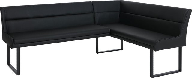 Eckbank MCW-O81 Esszimmerbank aus Kunstleder und Metall in Schwarz - Bild 1