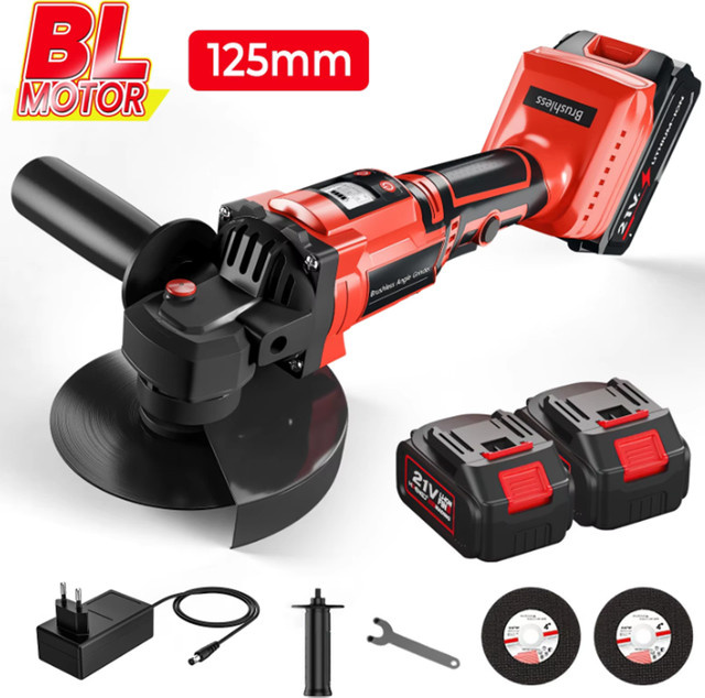 Makita LXT Bürstenloser kabelloser Winkelschleifer mit 3 Gängen, 125 mm Schleif- und Poliermaschine für Holzbearbeitung, Rot - Bild 1