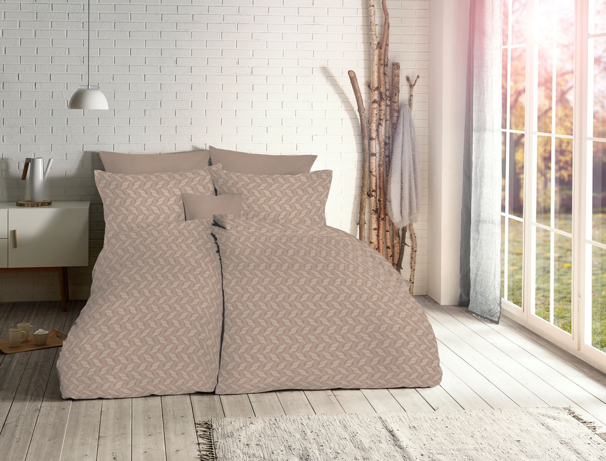 Fleuresse Jacquard Bettwäsche Set Muscheln in Taupe Sand mit Bettbezug und Kissenbezug, B/H: 155 x 220 cm und 80 x 80 cm - Bild 1