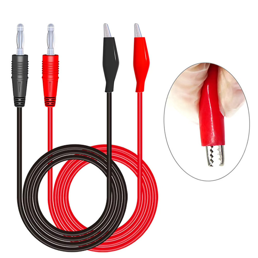 HpLive Multimeter-Messleitungen P1038 mit 4 mm Bananenstecker und Krokodilklemmen, Messkabel Set in Rot und Schwarz - Bild 3
