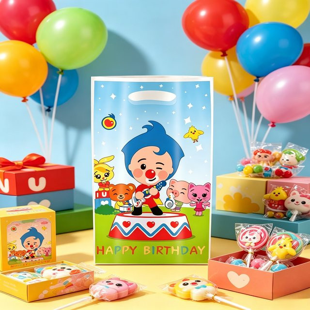 Plim Cartoon Clown Party Geschenktüten für Kinder aus wasserdichtem Kunststoff in Mehrfarben - Bild 1