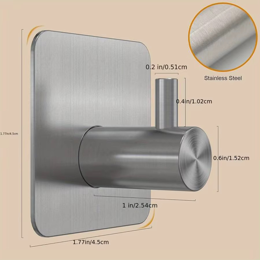 Moderner selbstklebender Edelstahl-Klebehaken in Silber oder Schwarz zur Aufbewahrung von Kleidung und Hüten für Badezimmer, Küche oder Zimmer - Bild 2