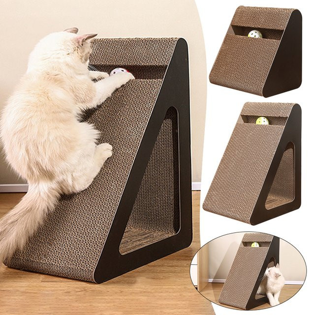 Mix&equipment 2-in-1-Kratzbaum für Katzen, dreieckige Form, mit sich drehenden Bällen - Bild 1