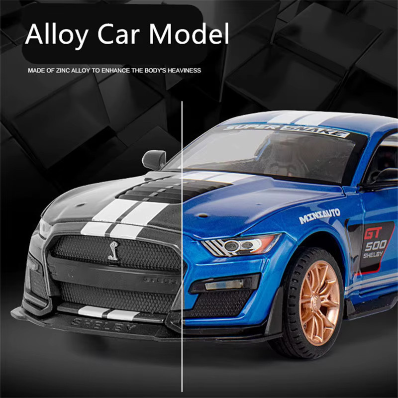 MAKEDA Ford Mustang Shelby GT500, Sportwagen Modell, 1:24, Metall, mit Licht und Sound, orange - Bild 1