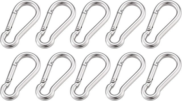 10 Stück NERISXB Karabiner Quick Link Set aus 316 Edelstahl in Silber mit Federverschluss für M4 M5 M6 M7 M8 - Bild 1