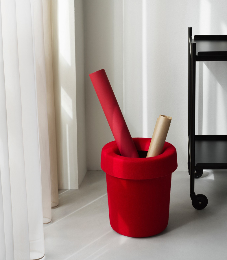 Normann Copenhagen Hide Office Papierkorb mit Deckel in Rot aus Filz - Bild 2