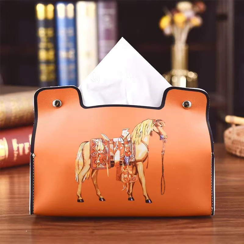 CZSAE Tissue Box aus Leder in Orange für Auto und Wohnzimmer - Bild 2