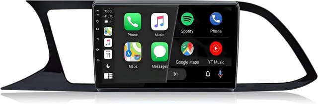 Junsun Autoradio für Seat Leon 3 (2012-2020) mit 9,0 Zoll Display, Bluetooth, GPS, WLAN und Cellular in Schwarz - Bild 1