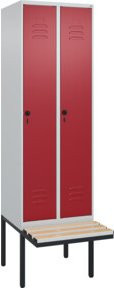 C+P Spind Classic PLUS Garderobenschrank mit Sitzbank, 2 Abteile, Lichtgrau, B/T/H: 212 x 60 x 81,5 cm - Bild 1