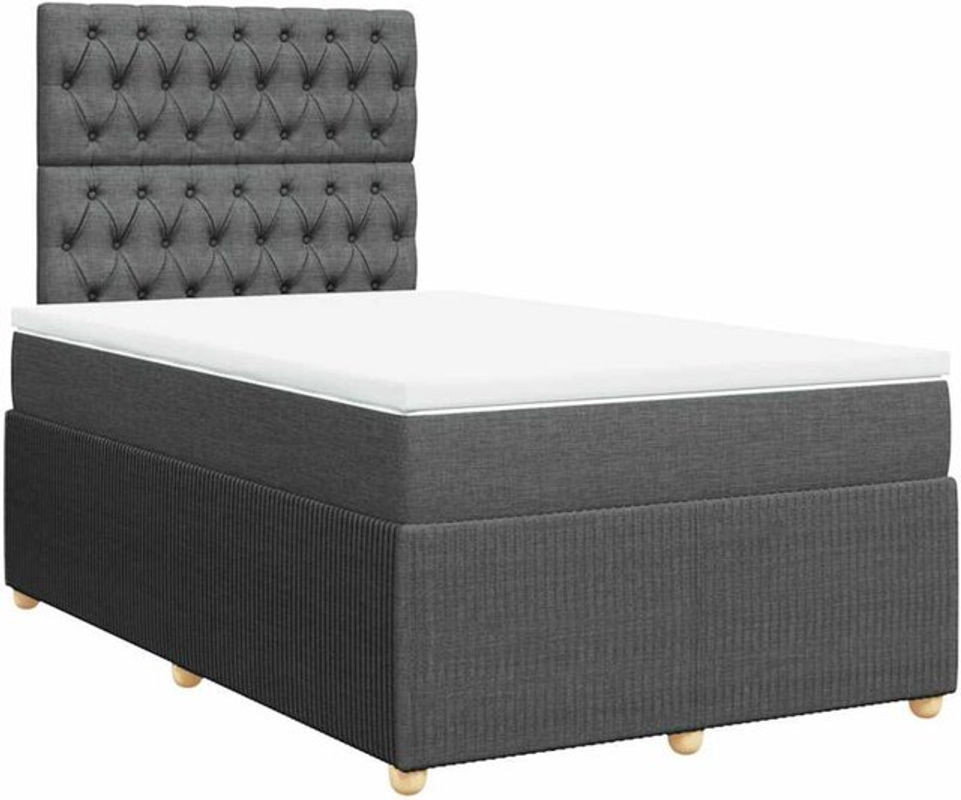 vidaxl Boxspringbett mit Matratze aus Stoff in Dunkelgrau, B/T/H: 120 x 200 x 140,5 cm - Bild 1