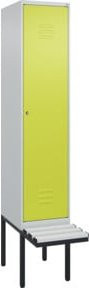 C+P Spind Classic PLUS Garderobenschrank mit Sitzbank, 1 Abteil, Lichtgrau, B/T/H: 212 x 40 x 81,5 cm - Bild 1