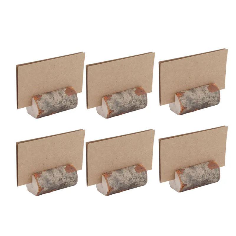 OutsideWorld 10er Set Dekorative Runde Holz-Notizhalter mit Kraftpapier-Karten in Braun für Hochzeiten und Büro - Bild 3