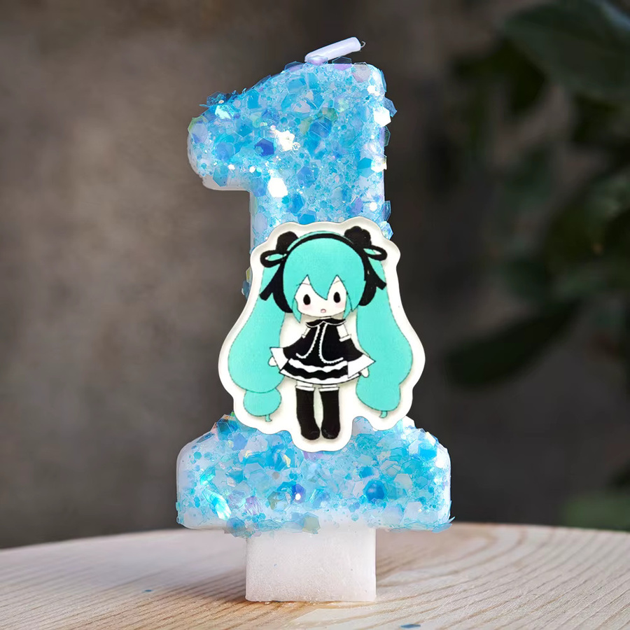 Bandai Hatsune Miku Zahlenkerzen, Cartoon Anime Figur, Kuchendekoration - Bild 2