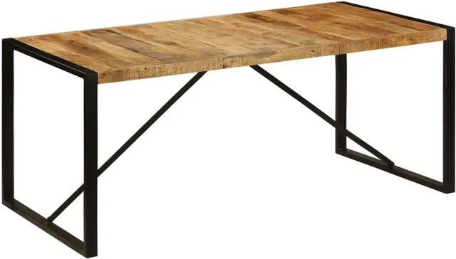 vidaXL Esszimmertisch aus Mangoholz und Stahl im industriellen Stil, Braun und Schwarz, B/T/H: 180 x 90 x 76 cm - Bild 1