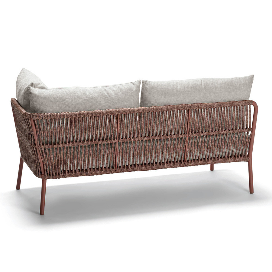 Stern Element Romy Lounge 2-Sitzer aus Aluminium in Terra mit Kordelgeflecht, linker Armlehne und Kissenset in Vanilla (100% Polyacryl) - Bild 2
