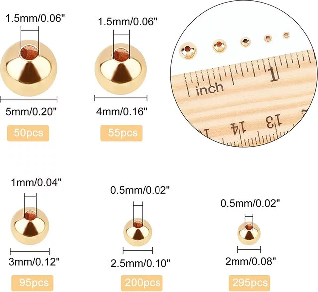 SMI Fine Distanzperlen, 18K vergoldet, Messing, Unisex - Bild 1