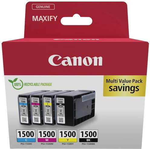 Canon Original PGI-1500 Tintenpatronen Multipack Schwarz, Cyan, Magenta, Gelb (9218B006) - Bild 1