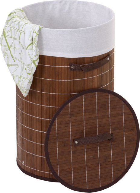 Wäschekorb MCW-C21 aus Bambus in Braun, rund, Volumen: 50 l, Höhe: 59 cm, Durchmesser: 59 cm, Tiefe: 35 cm - Bild 1