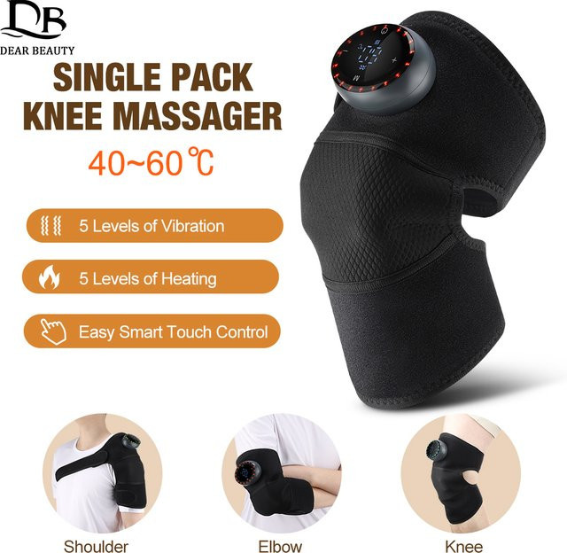 DearBeauty 3-in-1 Kniemassagegerät, 5 Stufen, Vibration und Infrarot, Schwarz - Bild 1