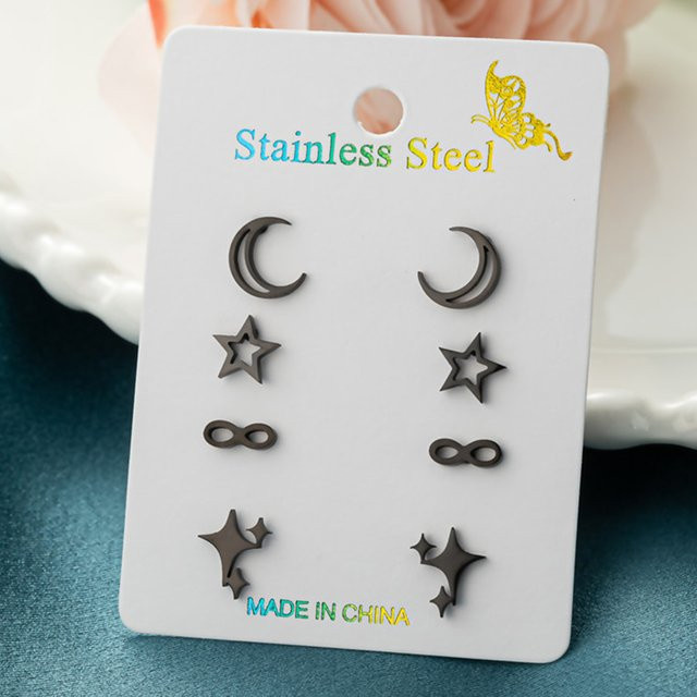 Ohrstecker Stern, Halbmond, Edelstahl, Damen - Bild 1