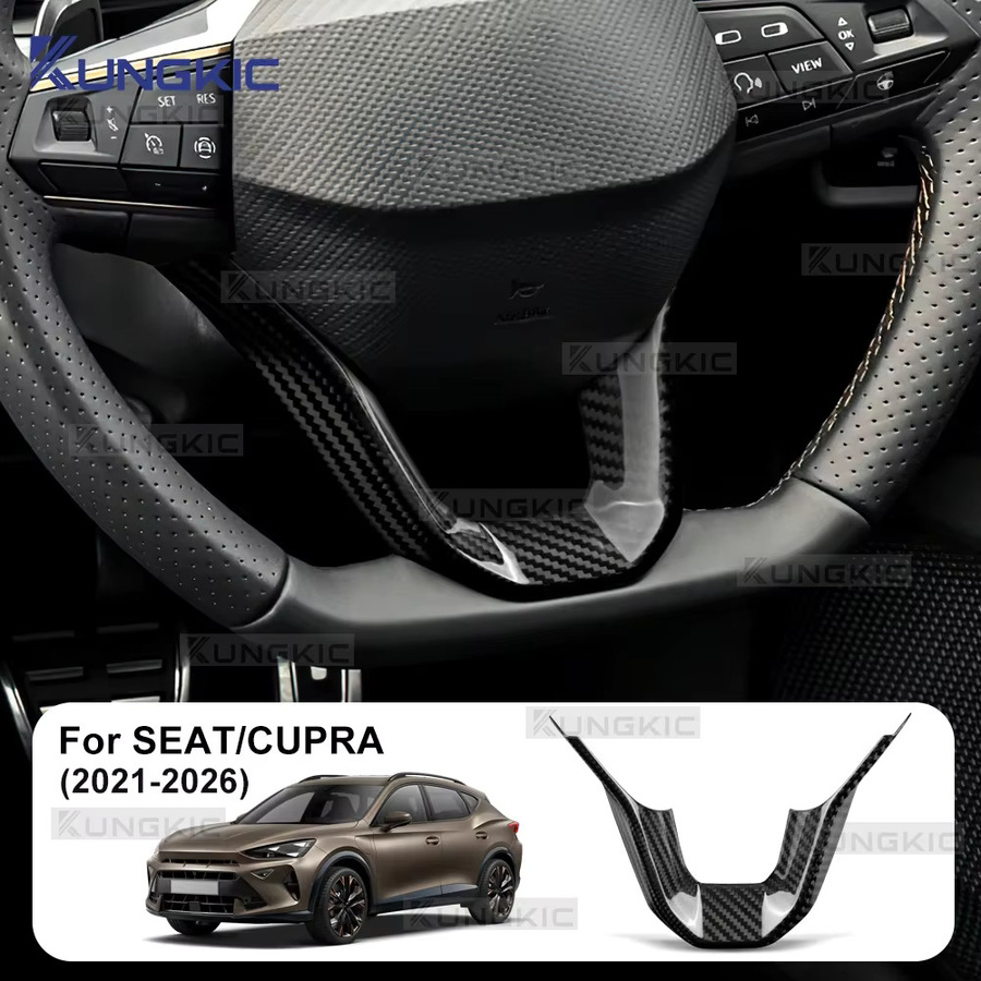 KUNGKIC Kohlefaser-Verkleidung für Seat Ateca, Ibiza, Leon, Tarraco und Cupra Formentor, Ateca, Born, Leon (2021-2026), Lenkradunterseite, Schwarz - Bild 2