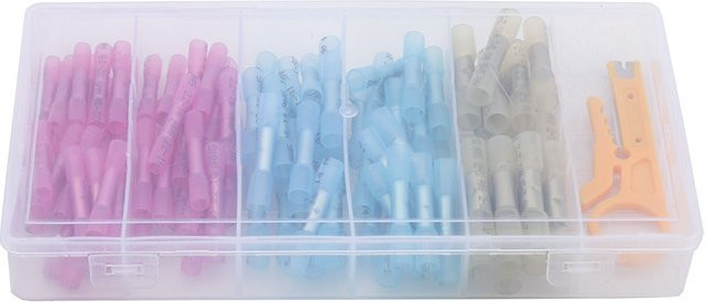 JORPETS Set mit 100 Schrumpfklemmenverbindern inklusive Schrumpfschläuchen und Abisoliermesser - Bild 1