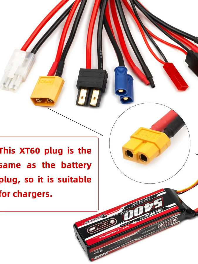 RCXAZ 8-in-1 RC-Ladegerät-Adapter-Anschluss mit Banana, XT60 und Tamiya für RC-Car und Drohnen-Batteriekabel - Bild 4