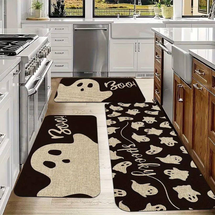 VIKAMA Halloween-Teppich mit süßem Geist, wasserabweisende und rutschfeste Bodenmatte für Küche und Outdoor - Bild 4