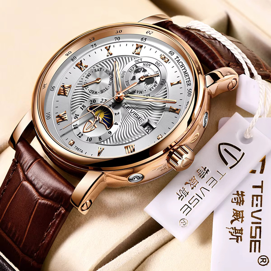 LIGE Chronograph, Quarz, Leder, Edelstahl, Datum, Herren - Bild 2