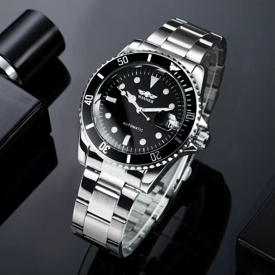 WINNER Armbanduhr Automatik, Edelstahl, Schwarz, Herren - Bild 4