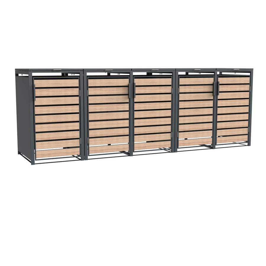Westmann Mülltonnenbox Lacina für 5x 240 L, Anthrazit/Holzoptik, B/H/T: 332 x 116 x 80 cm - Bild 2