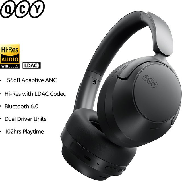 QCY H3S Over-Ear-Kopfhörer mit adaptivem ANC, Hi-Res LDAC und Spatial Sound, Bluetooth, Grau - Bild 1