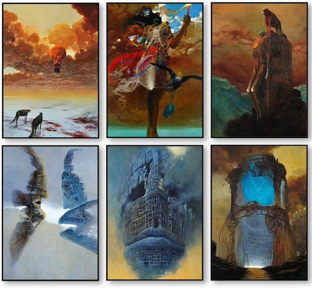 Abstrakte Leinwandkunst von Zdzislaw Beksinski in Mehrfarbig als Wanddekoration - Bild 1