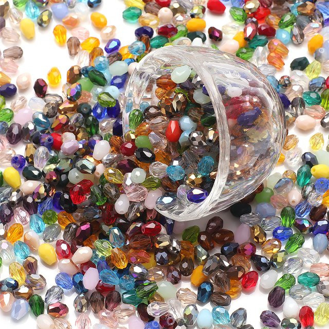 YUANZHIRUN Kristallglas Perlen, Teardrop, gemischte Farbe, 6x8mm - Bild 1