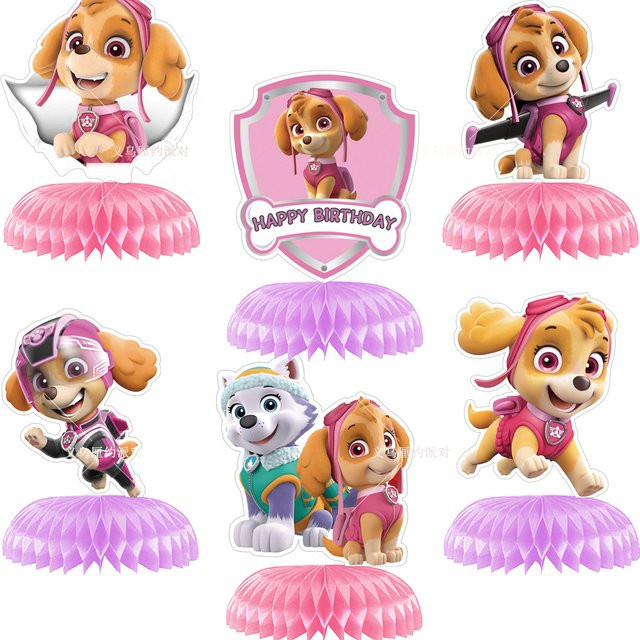Paw Patrol Tischdeko Rosa Wabenpapier Dschungel Party Supplies für Kindergeburtstage und Babypartys - Bild 1