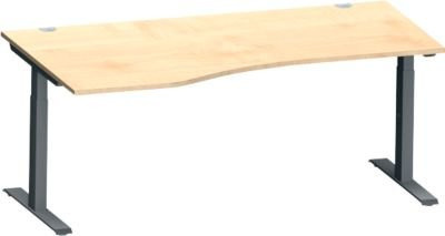 Schäfer Shop Genius Winkelschreibtisch MODENA FLEX in Ahorn und Anthrazit mit T-Fuß Rechteckrohr, B: 200 cm, T: 120/80 cm, H: 65-85 cm - Bild 1