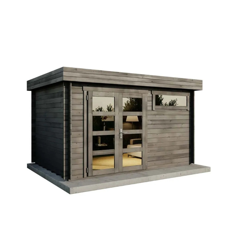 Alpholz Gartenhaus Leandro-28 Blockhaus in Grau mit imprägniertem Fußboden, Breite: 394 cm, Tiefe: 268 cm, Höhe: 217 cm - Bild 2