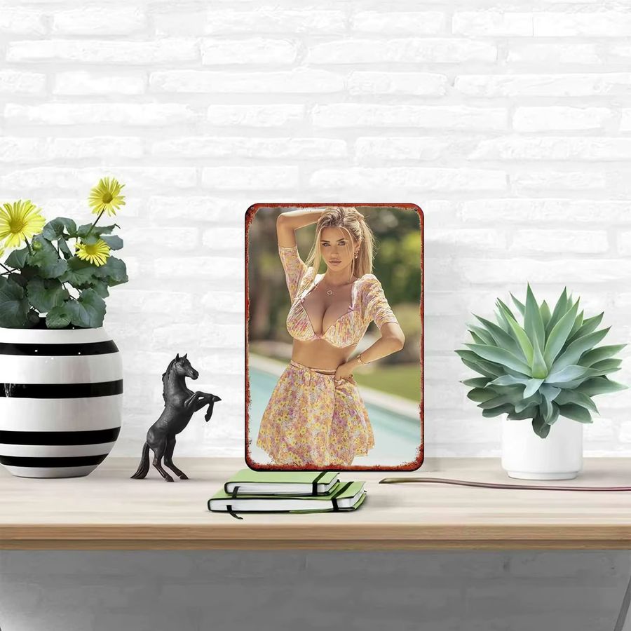 FOMUHA Retro Metallschild Wanddekoration Floral Beach B: 30,0 cm, H: 20,0 cm - Bild 5