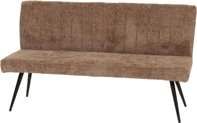 BERLINLODGE Sitzbank mit Rückenlehne aus Chenille und Metall in Braun, B/T/H: 160 x 90 x 60 cm, Sitzhöhe: 48 cm - Bild 1