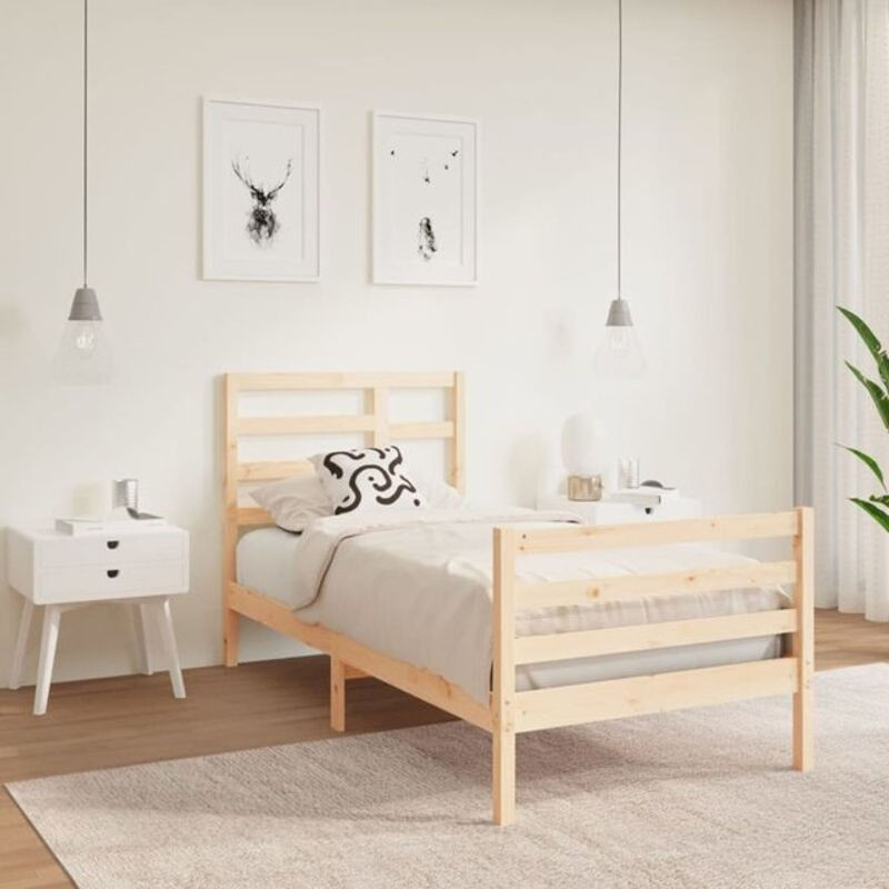 Massivholzbett Vidaxl aus Kiefer in Braun, Modernes Skandinavisches Design, B/T/H: 90 x 190 x 104 cm - Bild 1