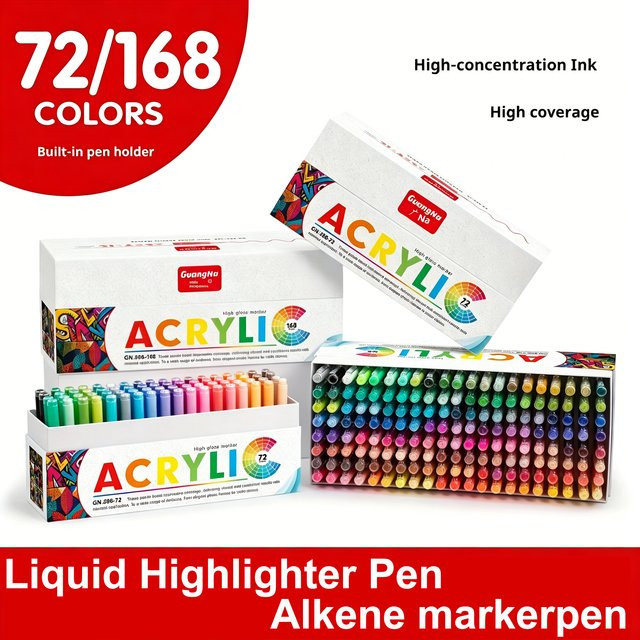 Professionelle Acryl-Farbmarker mit weicher Pinselspitze für DIY-Bastelarbeiten, 72 Farben Multicolour - Bild 1